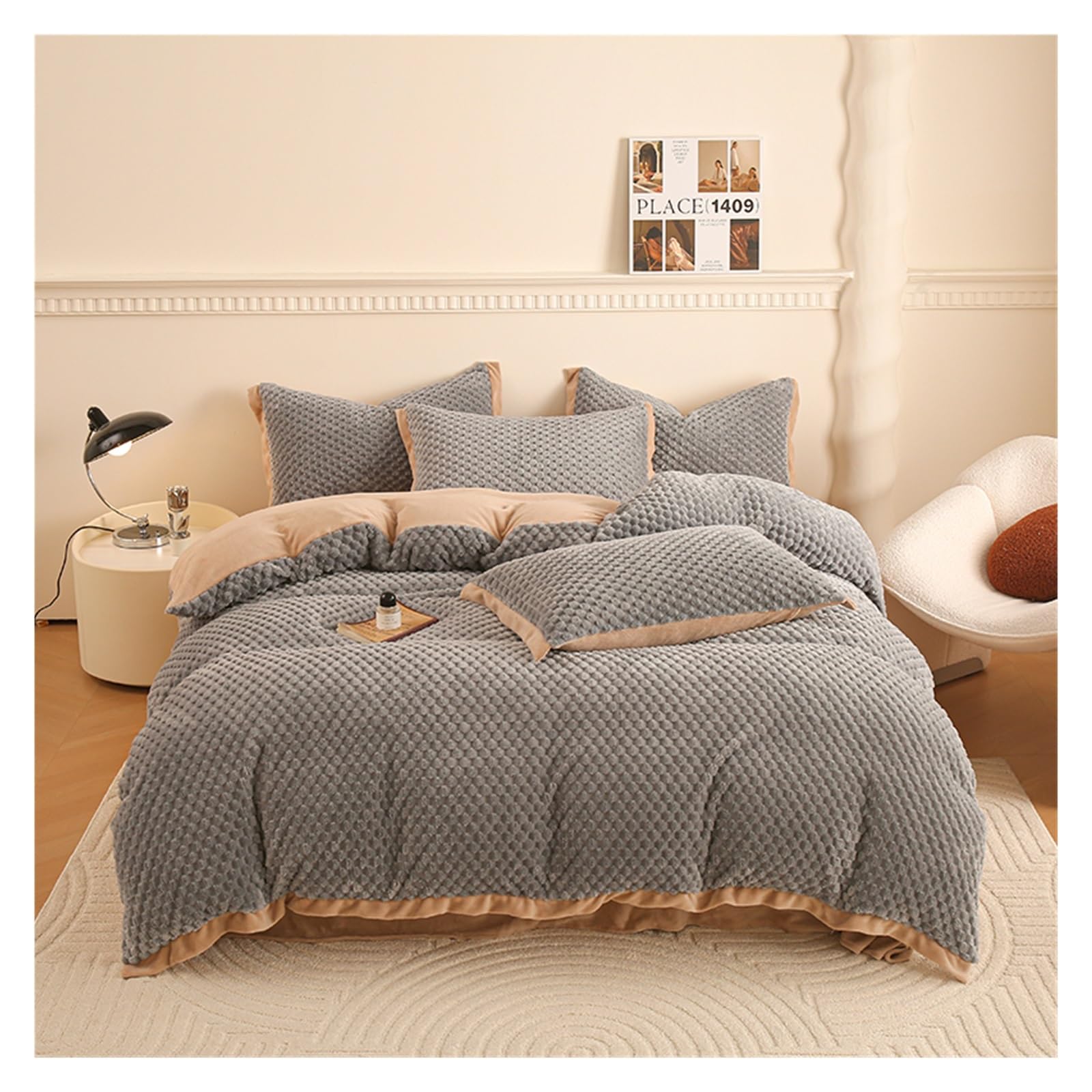 Ensemble de literie housse de couette simple double roi drap de lit chaud lisse