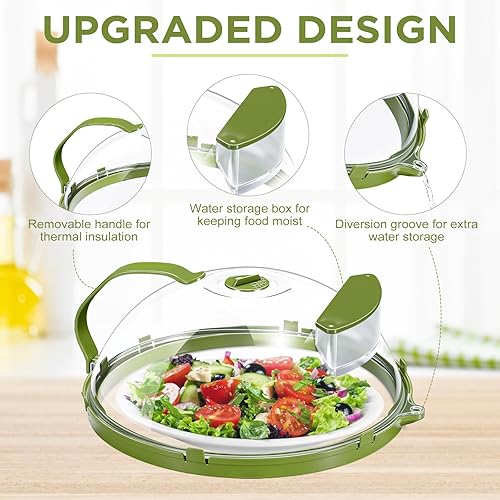 Miniatura 3 de Paquete de 2 cubiertas 2 en 1 para salpicaduras de microondas de 10 pulgadas para alimentos con vapor de agua, cubiertas transparentes para