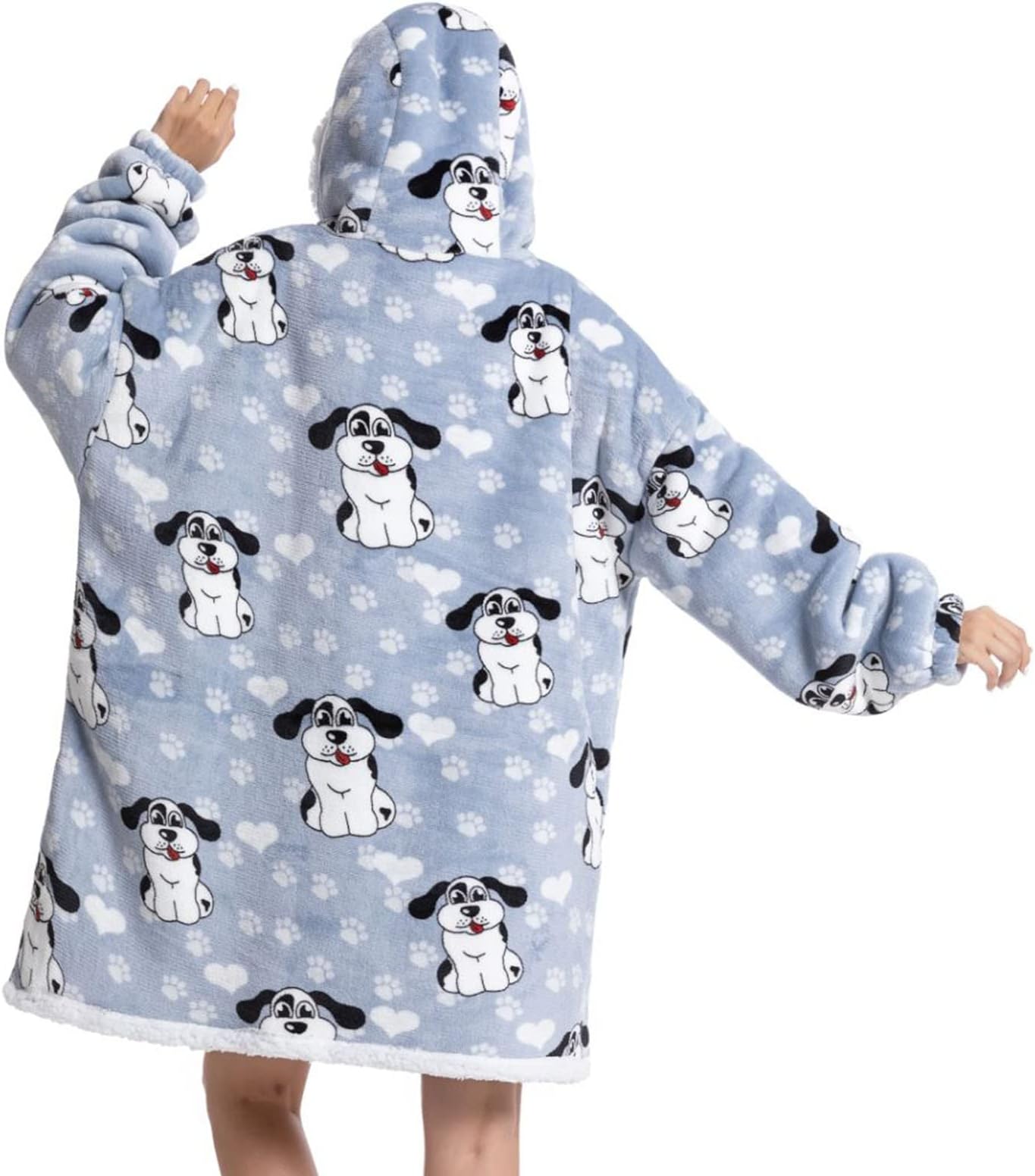 Flannel Blanket Hoodie Loose Over d Cute Print Big Blanket Hoodie All Stylish for Indoor Average for Adults, One Size