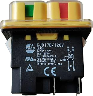 KEDU KJD17B/120V 4Pins Electromagnetic Switch ON-Off Waterproof Pushbutton Switches with Power-Off and Under-Voltage Protection 120V 1/2HP 16(12) A 5E4 CE (KJD17B/120V-4Pins)