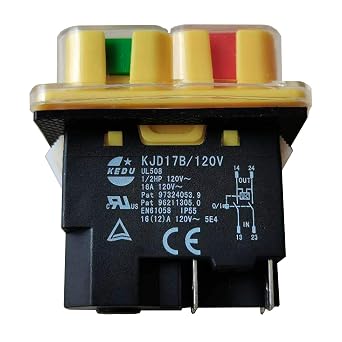 KEDU KJD17B/120V 4Pins Electromagnetic Switch ON-Off Waterproof Pushbutton Switches with Power-Off and Under-Voltage Protection 120V 1/2HP 1612 A 5E4 CE KJD17B/120V-4Pins