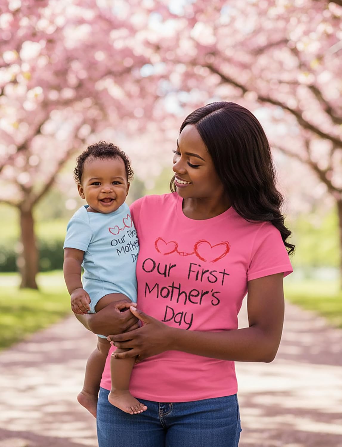Tstars Our First Mother's Day Mom and Baby Matching Shirts - Mommy and Me Outfit Gift for New Moms and Infant