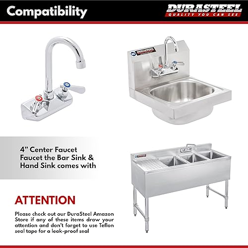 Miniatura 5 de Grifo de montaje en pared con codo de 90 grados DuraSteel para cocina comercial sin plomo kit de ahorro de espacio para salpicaduras 12 pulgadas IPS