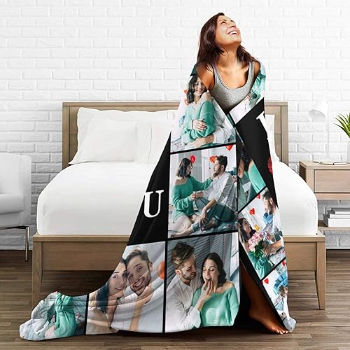 Miniatura 4 de Manta personalizada con foto "I Love You", regalos para parejas, manta personalizada única 2023, regalos de fotos para aniversario, día de San