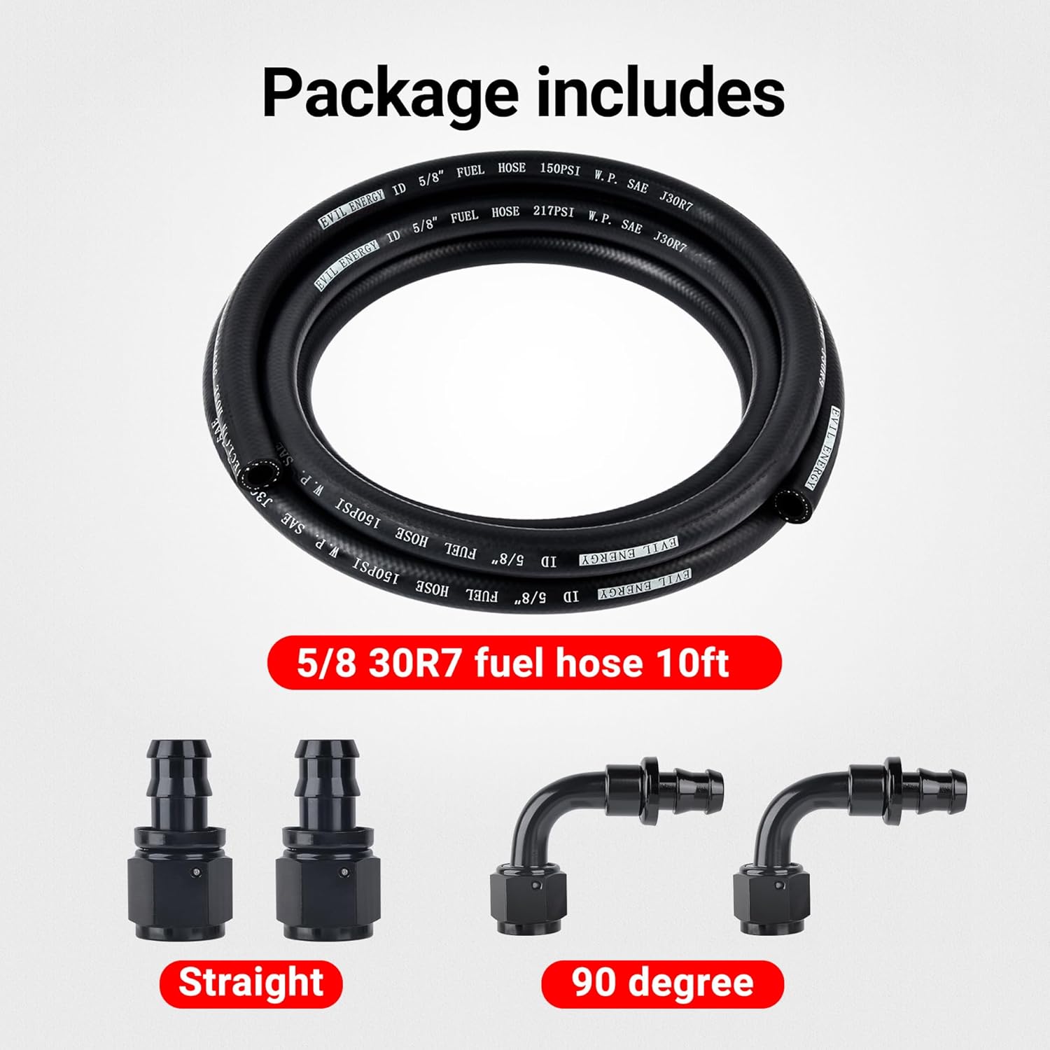 EVIL ENERGY 5/8 Fuel Hose Line Kit, 10AN Push Lock Hose Kit NBR SAE 30R7 10FT