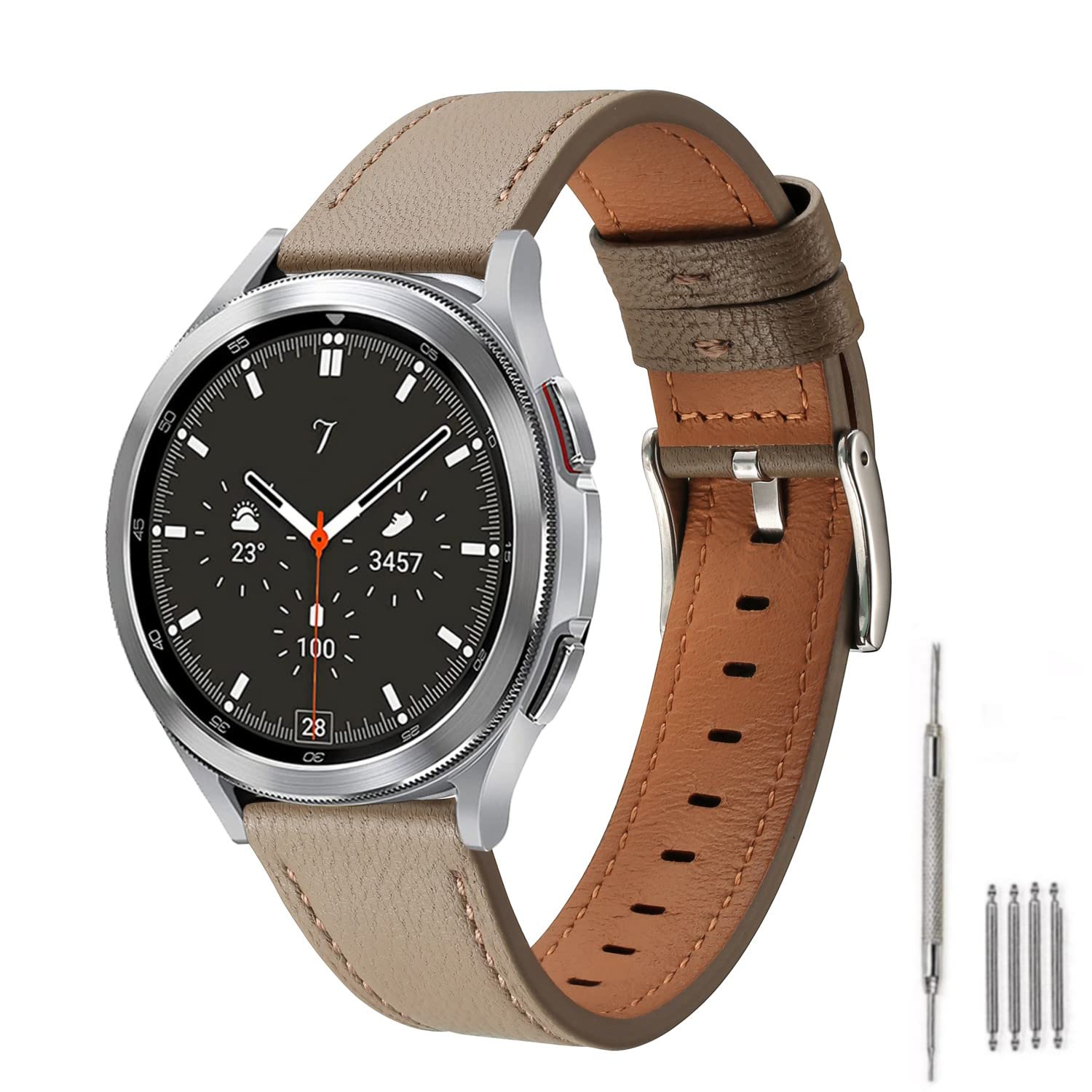 Moran Leather Watch Band Sheep Quick Release 20mm 22mm, Top Grain Leather Smartwatch Thin Strap Compatible for Samsung Galaxy Watch 6/5/4/3,Garmin,Fossil Watch