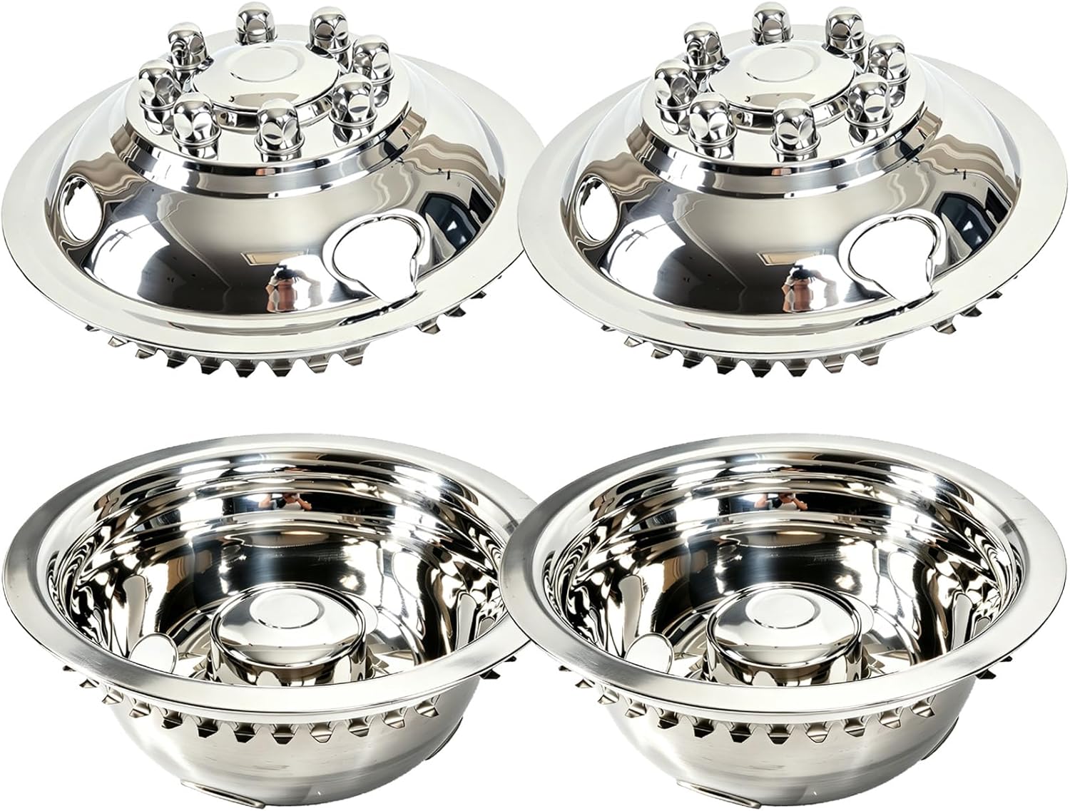 16" Stainless Steel Wheel Simulators, 8 Lug Snap-On RV Hubcaps,16 Wheel Cover Compatible with GMC 3500, Ford F350, E350/E450 Van, Dodge Ram 3500