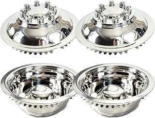 16" Stainless Steel Wheel Simulators, 8 Lug Snap-On RV Hubcaps,16 Wheel Cover Compatible with GMC 3500, Ford F350, E350/E450 Van, Dodge Ram 3500