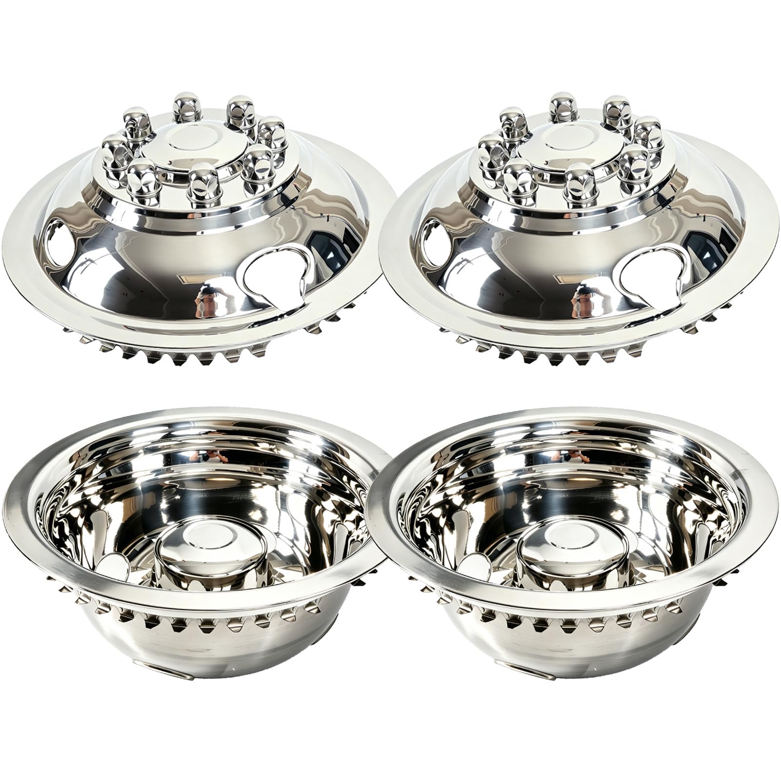 Photo 1 of 16" Stainless Steel Wheel Simulators, 8 Lug Snap-On RV Hubcaps,16 Wheel Cover Compatible with GMC 3500, Ford F350, E350/E450 Van, Dodge Ram 3500