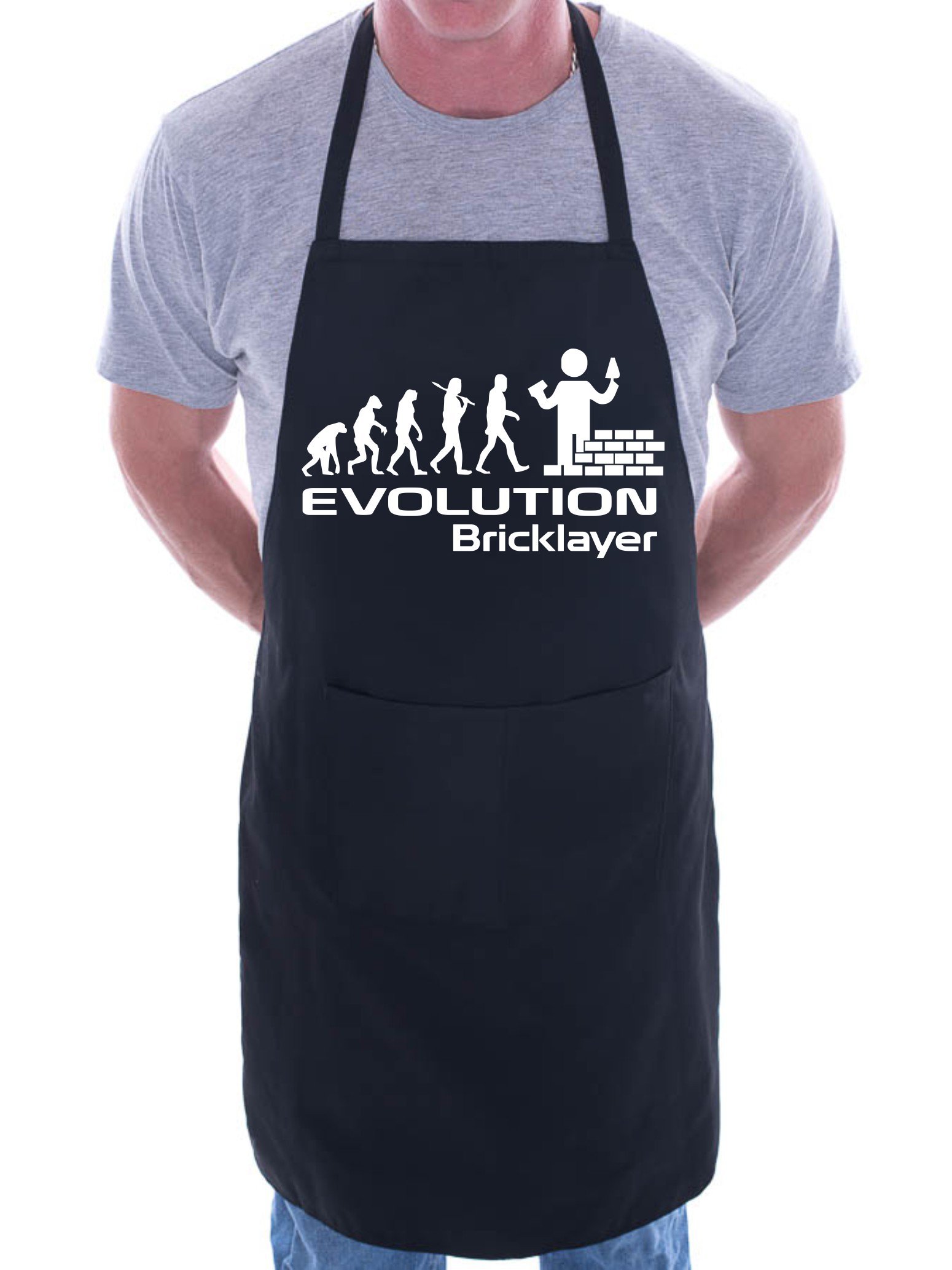 Print4u Men's Black Evolution Of Bricklayer Brickie Bbq Cooking Funny Novelty Apron