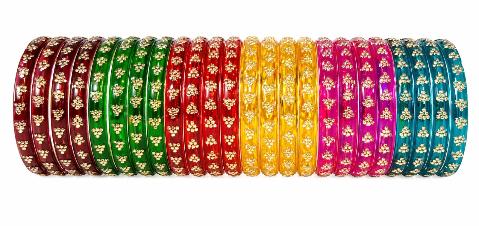 KAYASHA Glitter Glass Bangles for Women|Lightweight Stackable Bracelets Bangle| Traditional Fashion Jewelry|Stylish Fashion Jewelry for Party, Wedding – Set of 24