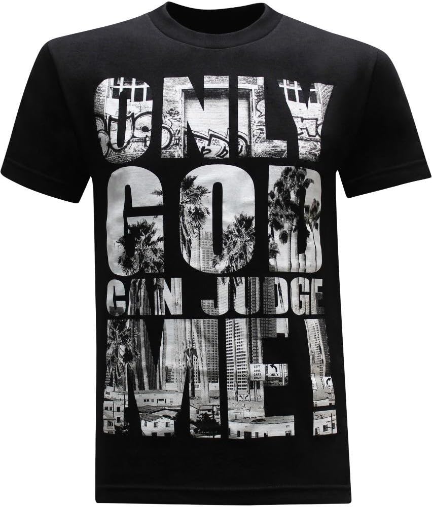 tees geek California Republic Only God Can Judge Me Men's T-Shirt, Black, L