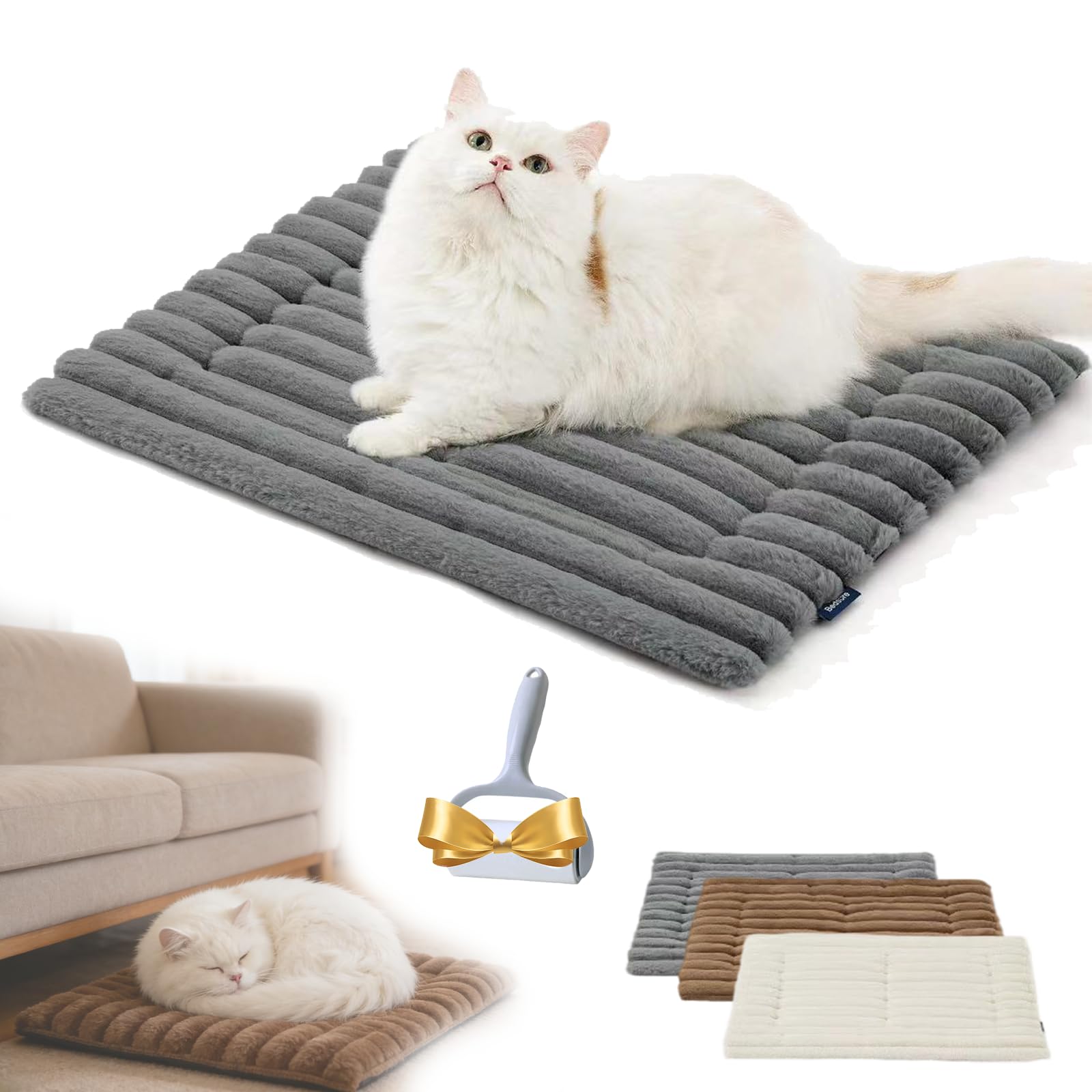 Selbstwärmende Isolationsmatte für Haustiere, Selbstheizende Katzendecke und Hundedecke, Wärmedecke für Katzen & Hunde, rutschfest Waschbar Haustierunterlage für Winter (Grau,XL:104X73CM)
