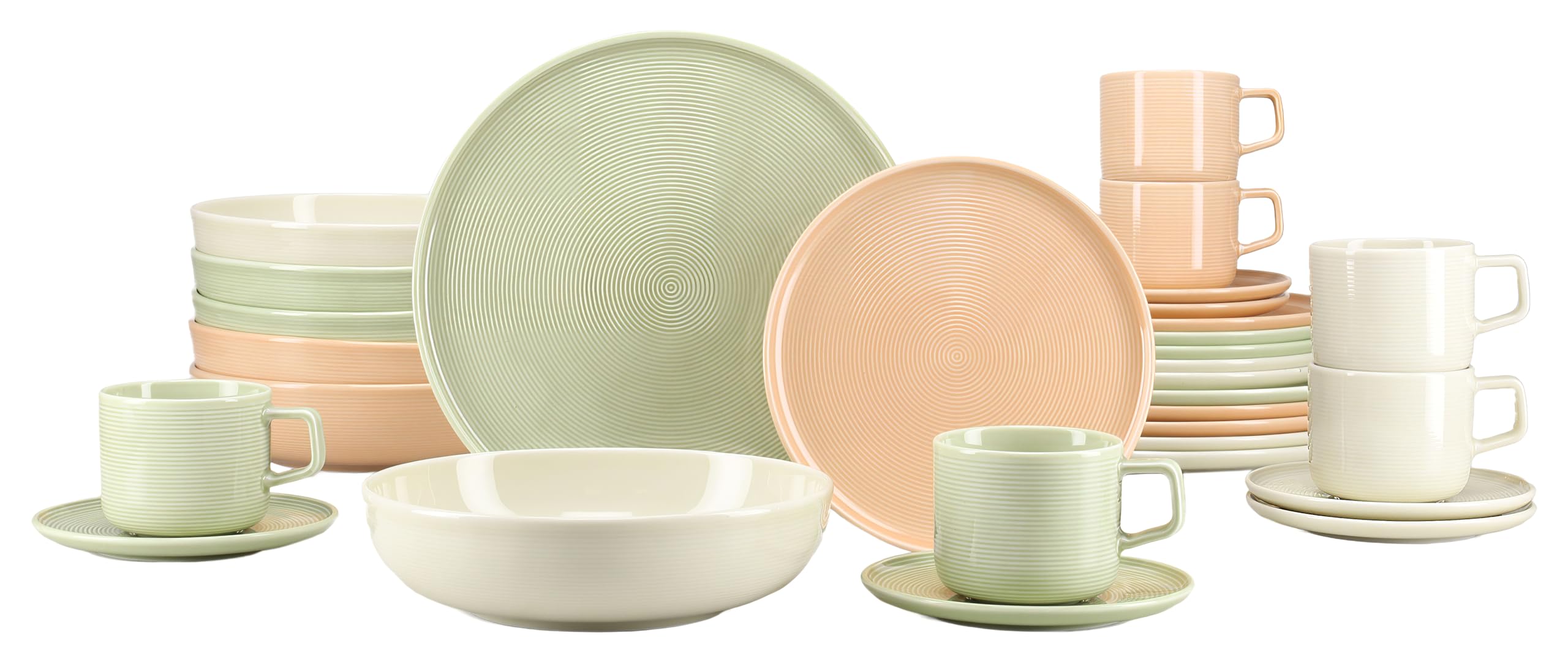 CreaTable, 25081, seria Session Romance, 30-częściowy zestaw naczyń dla 6 osób, serwis kombi z porcelany, nadaje się do mycia w zmywarce i używania w kuchence mikrofalowej, Made in Europe