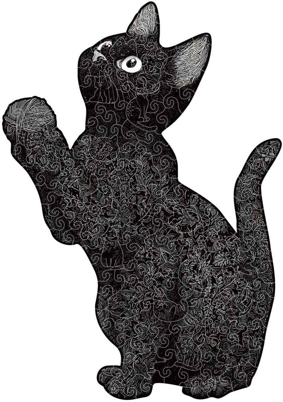 Wooden Black Cat Puzzles for Adults, High Difficulty Jigsaw Puzzles, Great Gifts for Family and Friends (L 10.5 * 7.4 inch)
