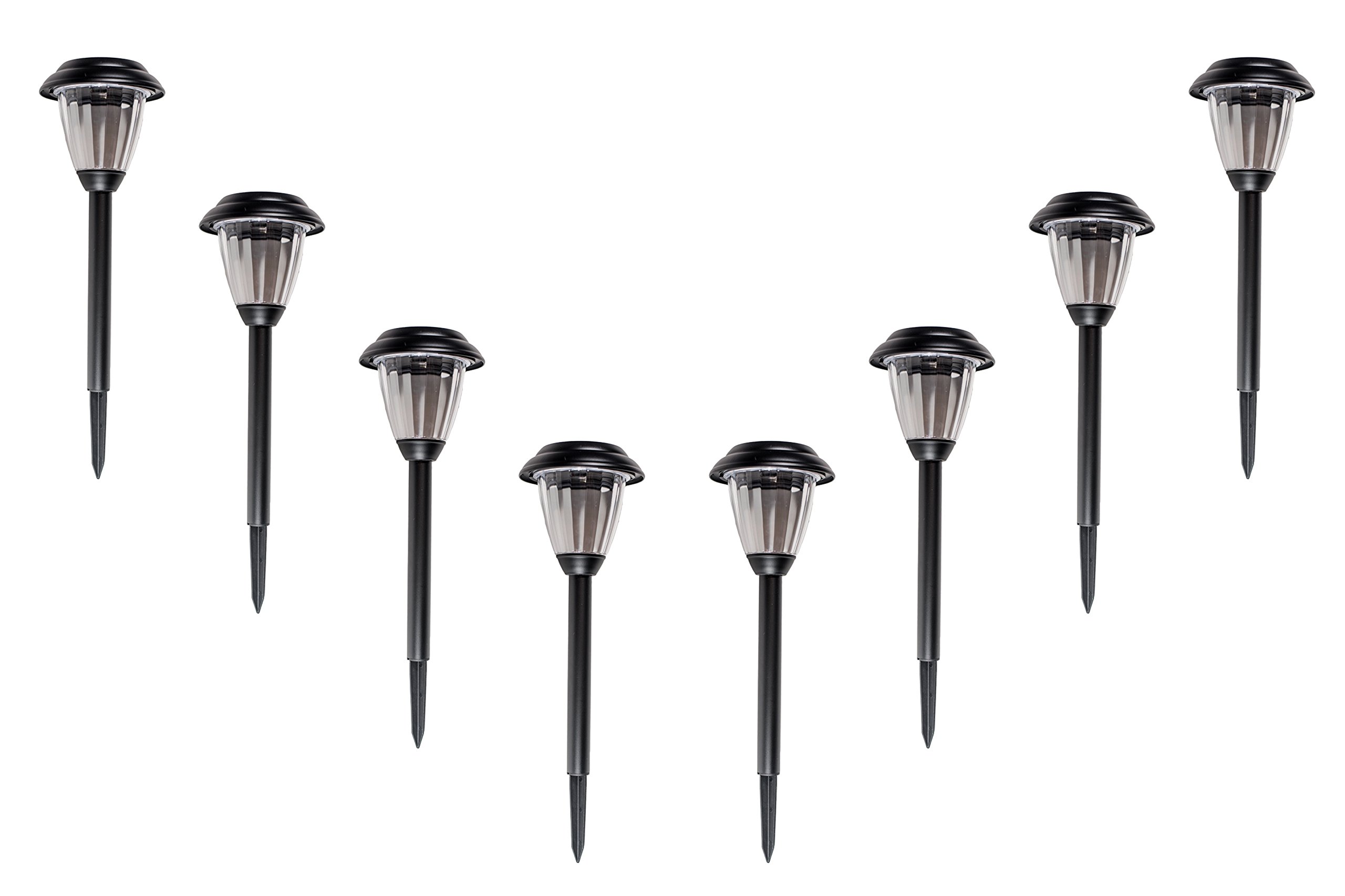 8-Pack Black Stainless Steel Bright LED Solar Lights for Outdoor Landscape Yard Pathway Garden Lighting