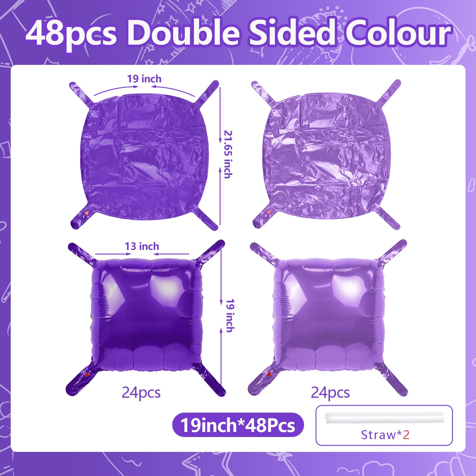 NISOCY 48 palloncini quadrati viola e viola chiaro in lamina da parete sfondo a doppia faccia viola scuro e viola palloncini arco kit per compleanno, anniversario, matrimonio, baby bridal shower