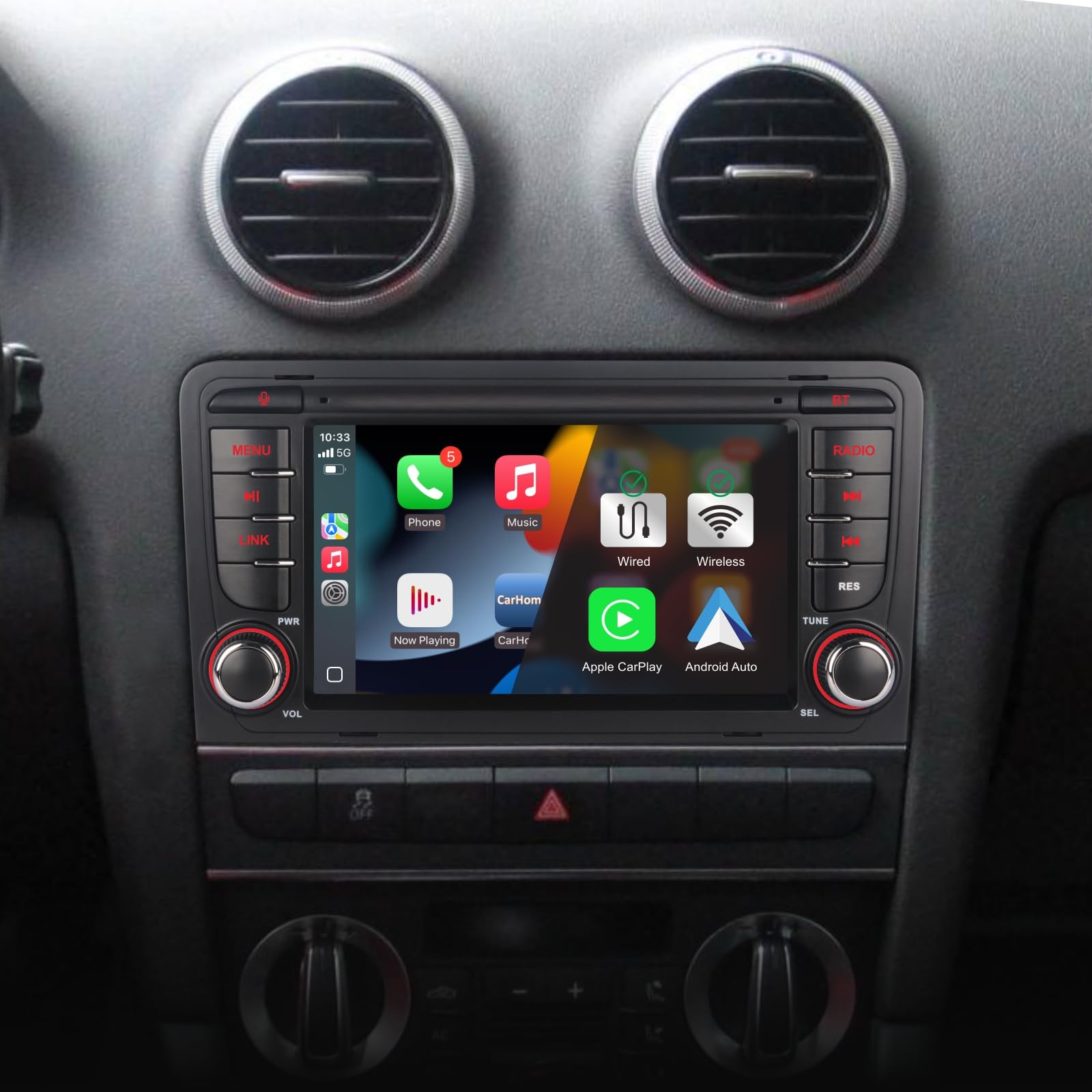Autoradio für Audi A3 S3 RS3 2003-2012 Stereo Wireless CarPlay/Android Auto Bluetooth RDS