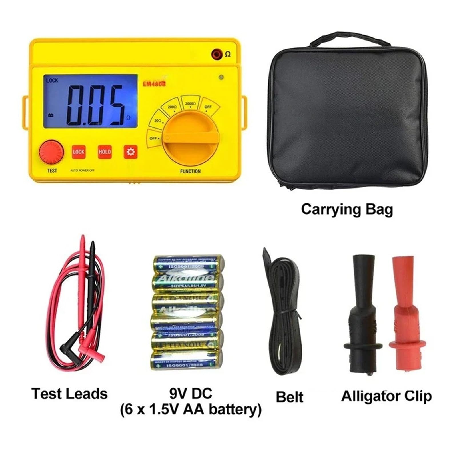 Testeur numérique de résistance d'isolement, testeur d'impédance audio de terre, mégohmmètre portatif, résistance vocale de haut-parleur, ohmmètre, rétroéclairage LCD Largement applicable