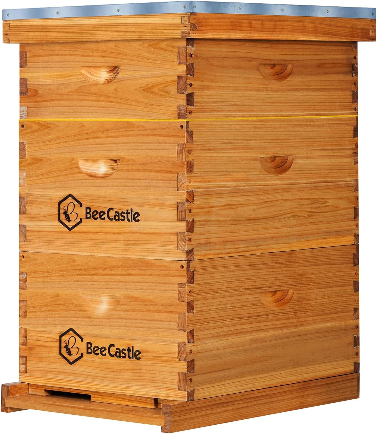 BeeCastle Bee Hive 10 Frame Complete Beekeeping Kit, Wax Coated Pine Frames & Foundations, 2 Deep & 1 Medium Hive Boxes, Brown, Wood, Bee, Animal Shelter