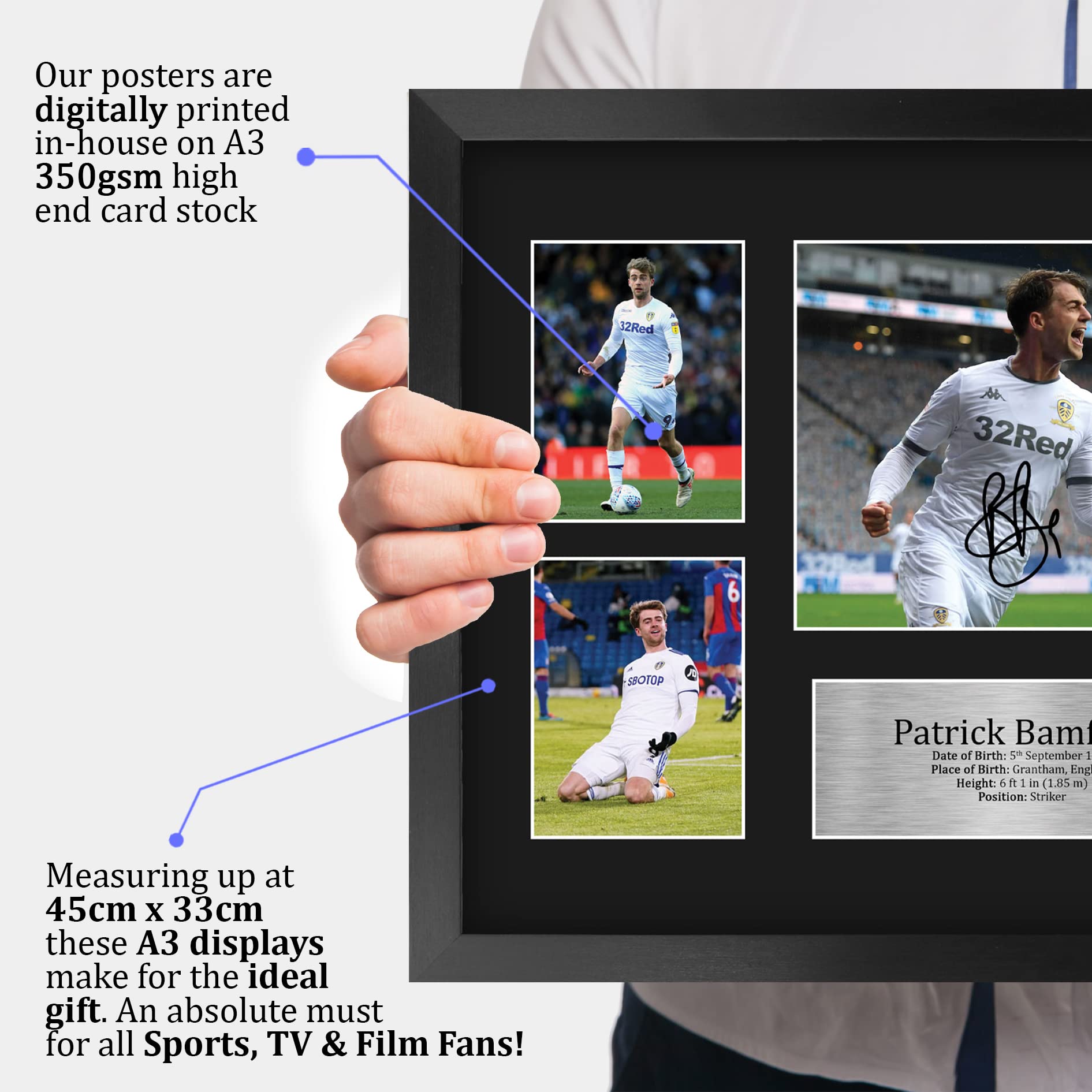 HWC Trading FR A3 Patrick Bamford Leeds United Printed Memorabilia Signed Autograph Photograph Display for Football Fans and Supporters - Image 3