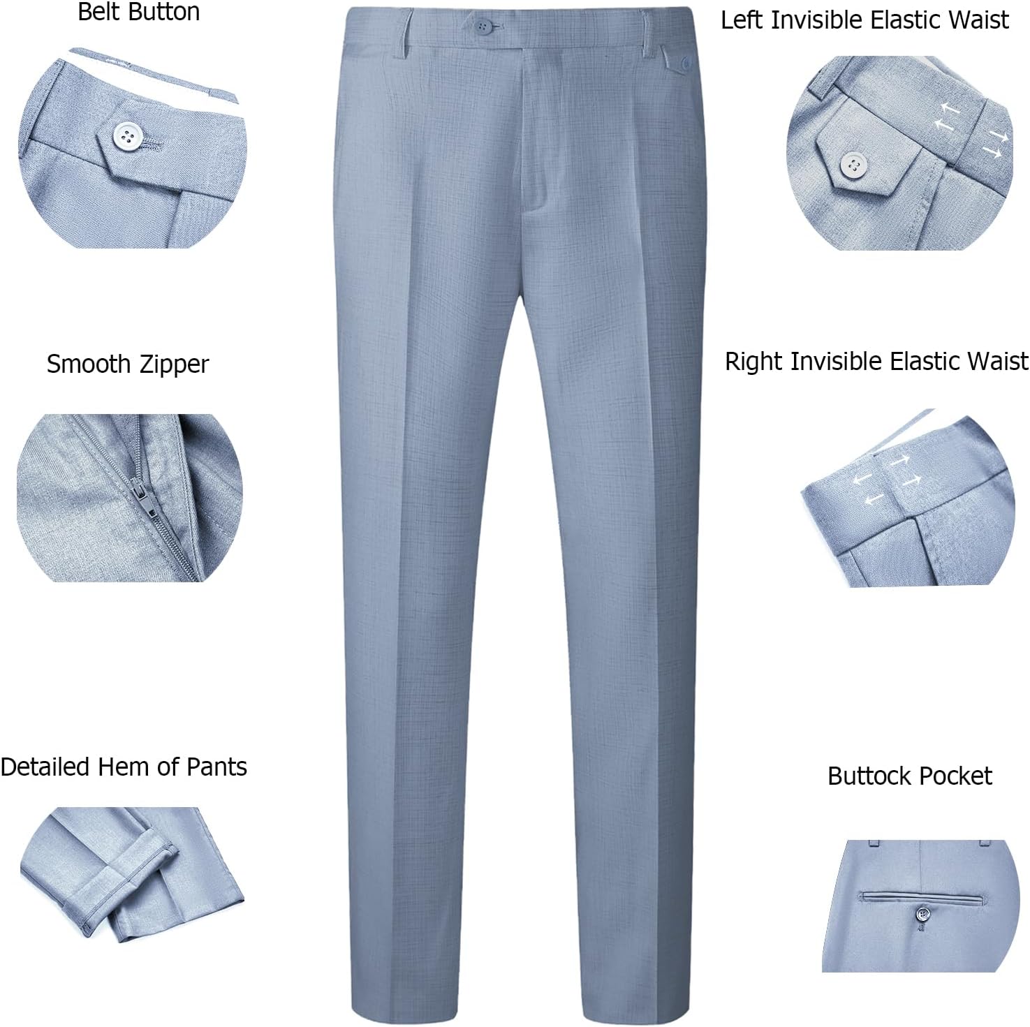WULFUL Men's 3 Piece Slim Fit Suit Set Two Button Blazer Jacket Vest Pants... - Picture 80 of 95
