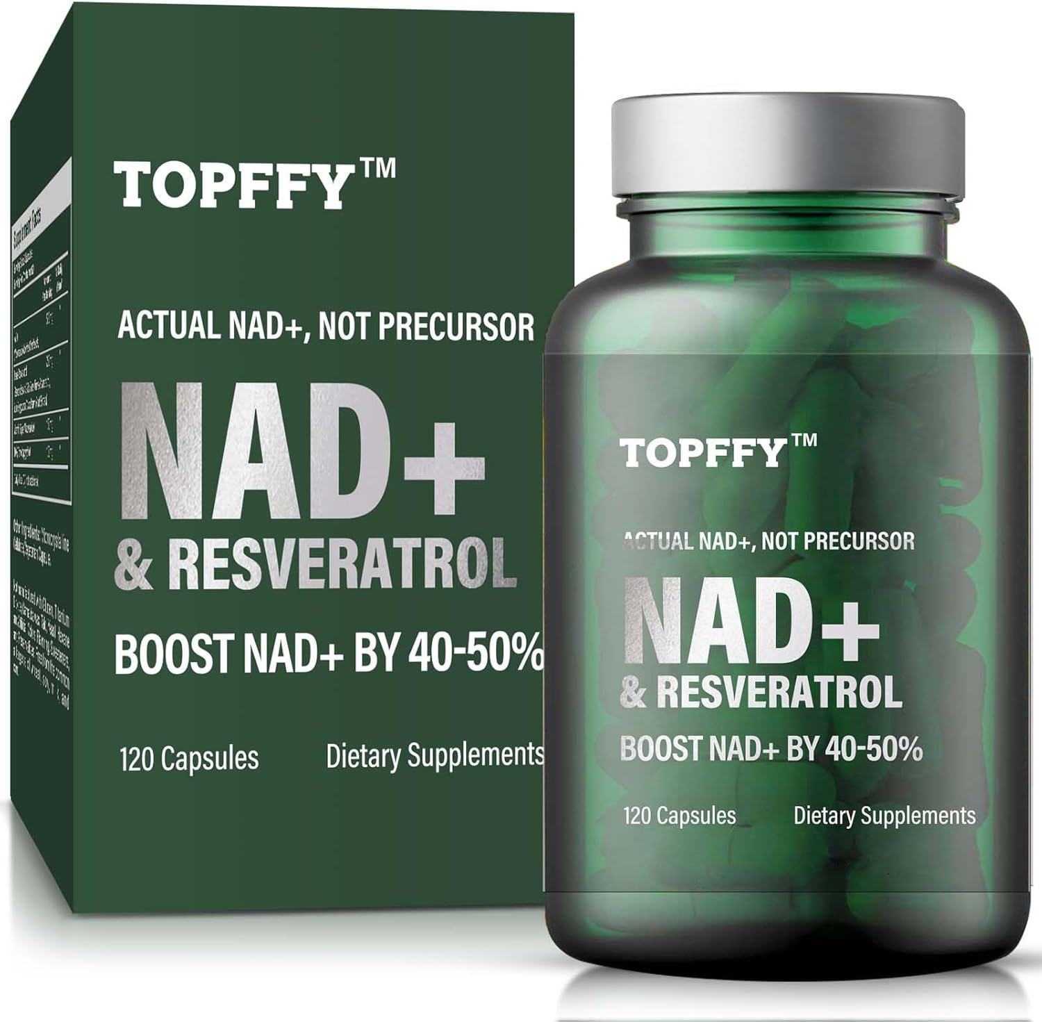 NAD& Resveratrol Supplement, NAD Boosting Supplement for Max Absorption for Support Cellular Energy, Aging Defense, 120 Softgels