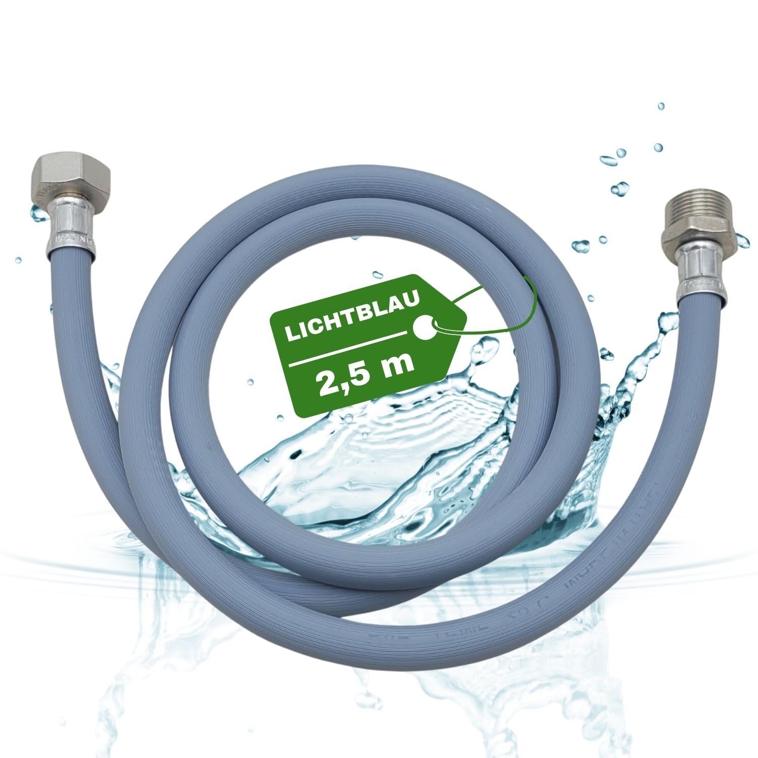 LICHTBLAU Zulaufschlauch Verlängerung 2,5 m 3/4 Zoll – Waschmaschine & Geschirrspüler – Wasserzulaufschlauch mit Metallgewinde – universeller Anschlussschlauch
