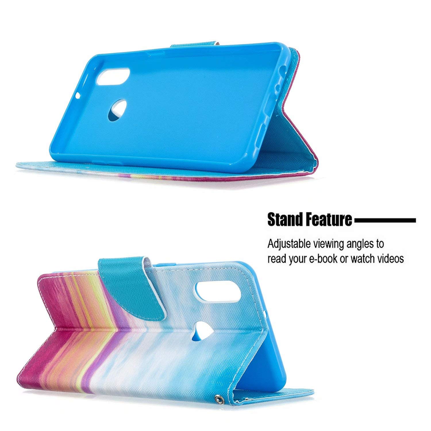 Custodia Glitter Per Huawei P30 Pro LEMAXELERS - Trasparente Con Brillantini, Supporto Rotante E Placcatura Metallica, Blu