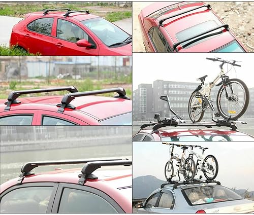 2 barras transversales universales de aluminio de 43.3 pulgadas, portaequipajes antirrobo negro con marco de ventana ajustable