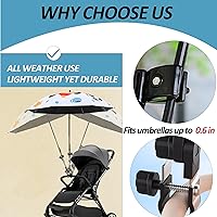 Vista 2 de Accesorio universal ajustable de 360° para sombrilla de cochecito – Soporte de paraguas de acero inoxidable para sillas, bicicletas y sillas