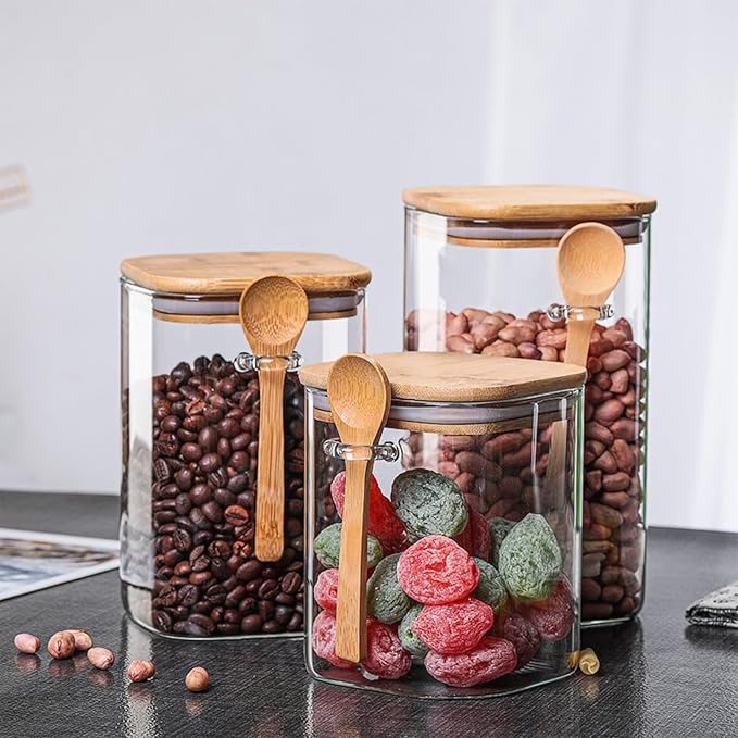 Frasco Acrílico Transparente con Tapa de Madera para Almacenamiento miniatura 6