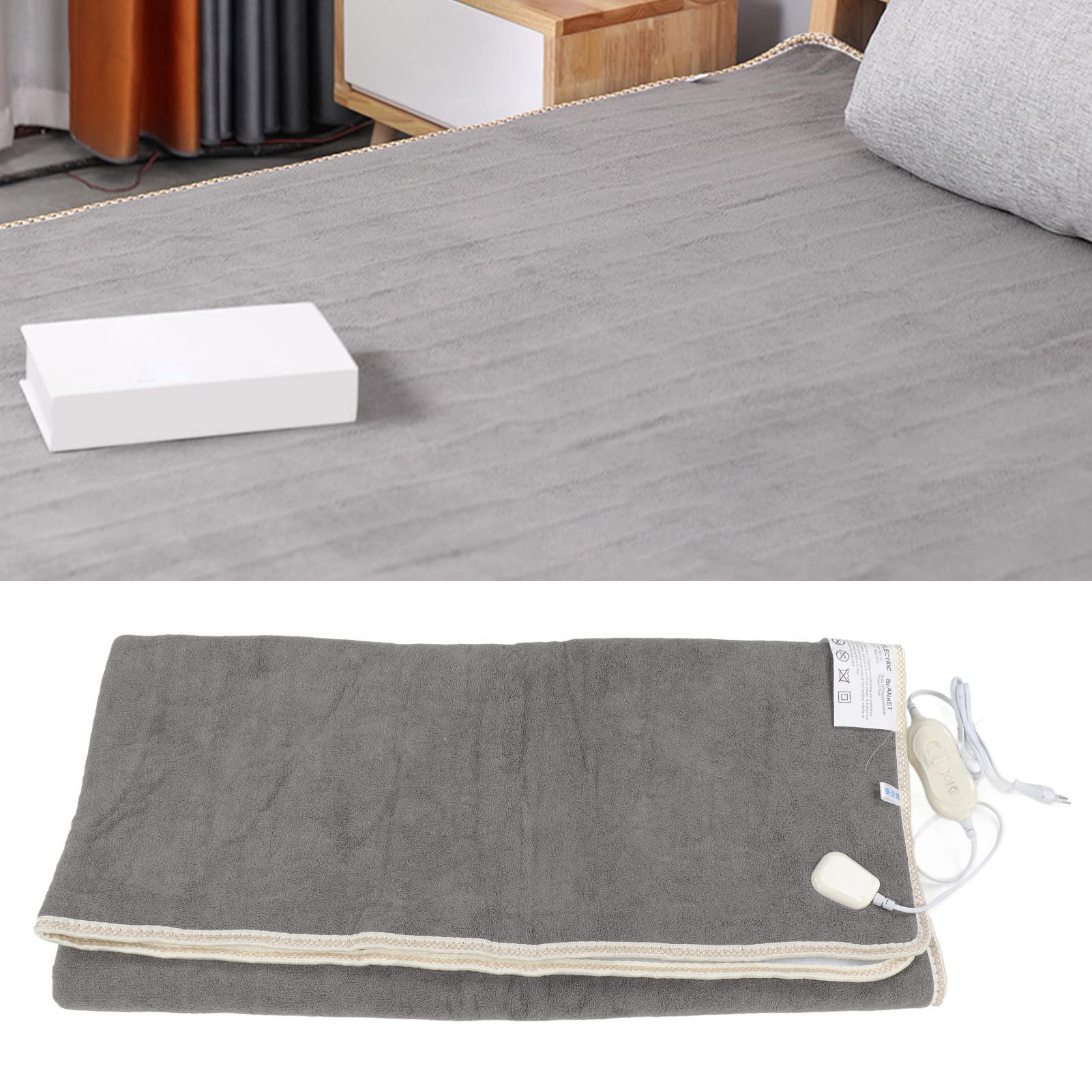 Coperta Riscaldata Plug and Play 1 Pulsante di Controllo 60S Coperta Riscaldante Elettrica con Cavo di Alimentazione Lungo per Home Office (180X120CM 100W)