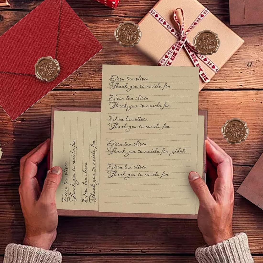 Vintage Carta da Lettere con Busta, 8 Carte e 8 Buste Kraft, Set per Scrittura e Disegni