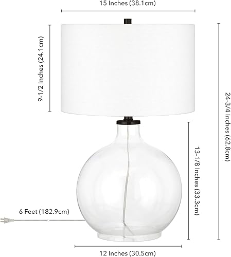 Miniatura 4 de Laelia - Lámpara de mesa de 24.75 pulgadas de alto con pantalla de tela en cristal cromadoblanco