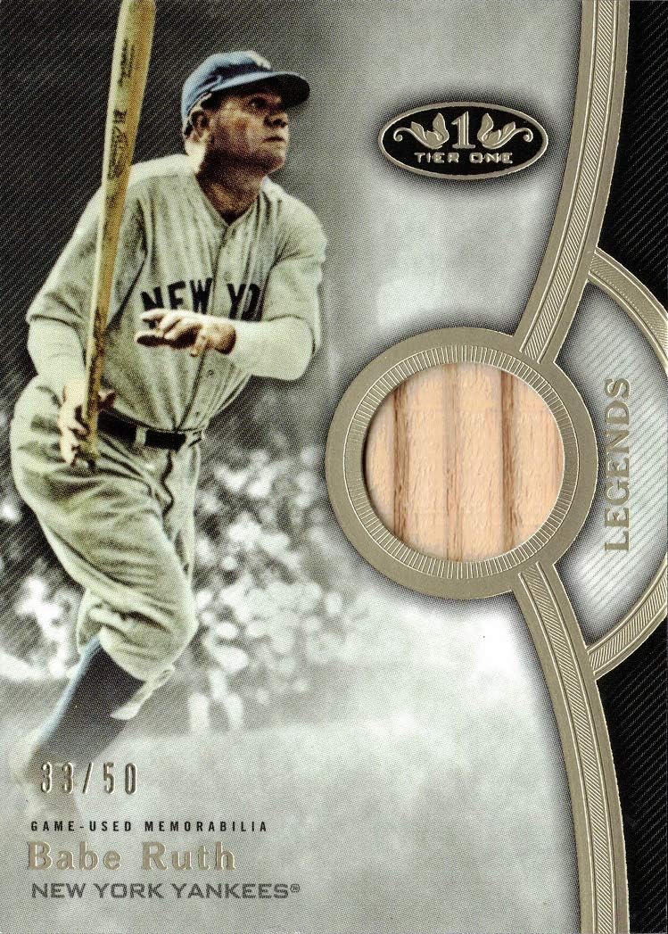 2020 Topps Tier One Legends Relics #T1LR-BR Babe Ruth Game Used Bat Baseball Card - Only 50 made