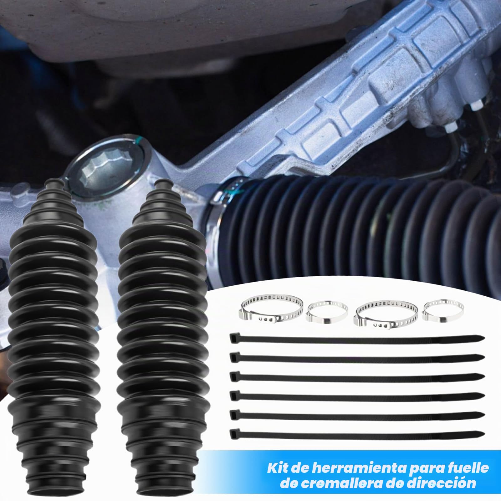 Kit Fuelle De Cremallera De Dirección – Juego De 12 Piezas De Silicona Con Abrazaderas & Bridas | Protector Antipolvo Para Rótula De Dirección | Accesorio De Coche Resistente & Duradero