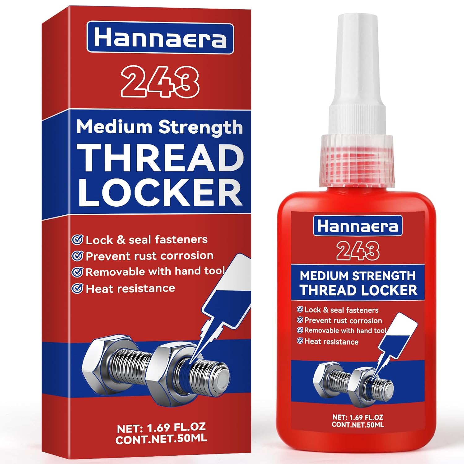 Thread Lock Blue 243, Threadlocker Medium Strength, Lock