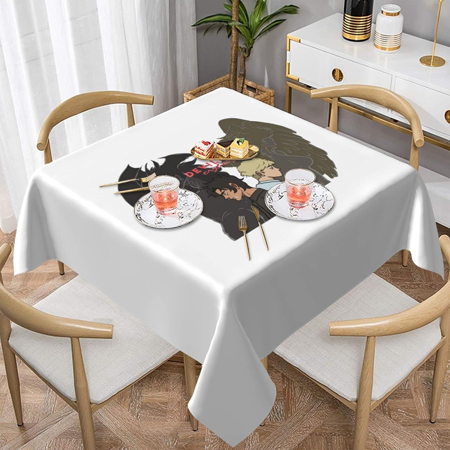 Devilman Crybaby Square Tablecloth Oil and Water Repellent