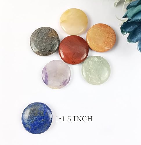Miniatura 4 de Jet Chakra - Juego de 7 cristales curativos de reiki redondos y lisos con símbolos de chakra grabados, regalos de astrología para mujer, accesorios