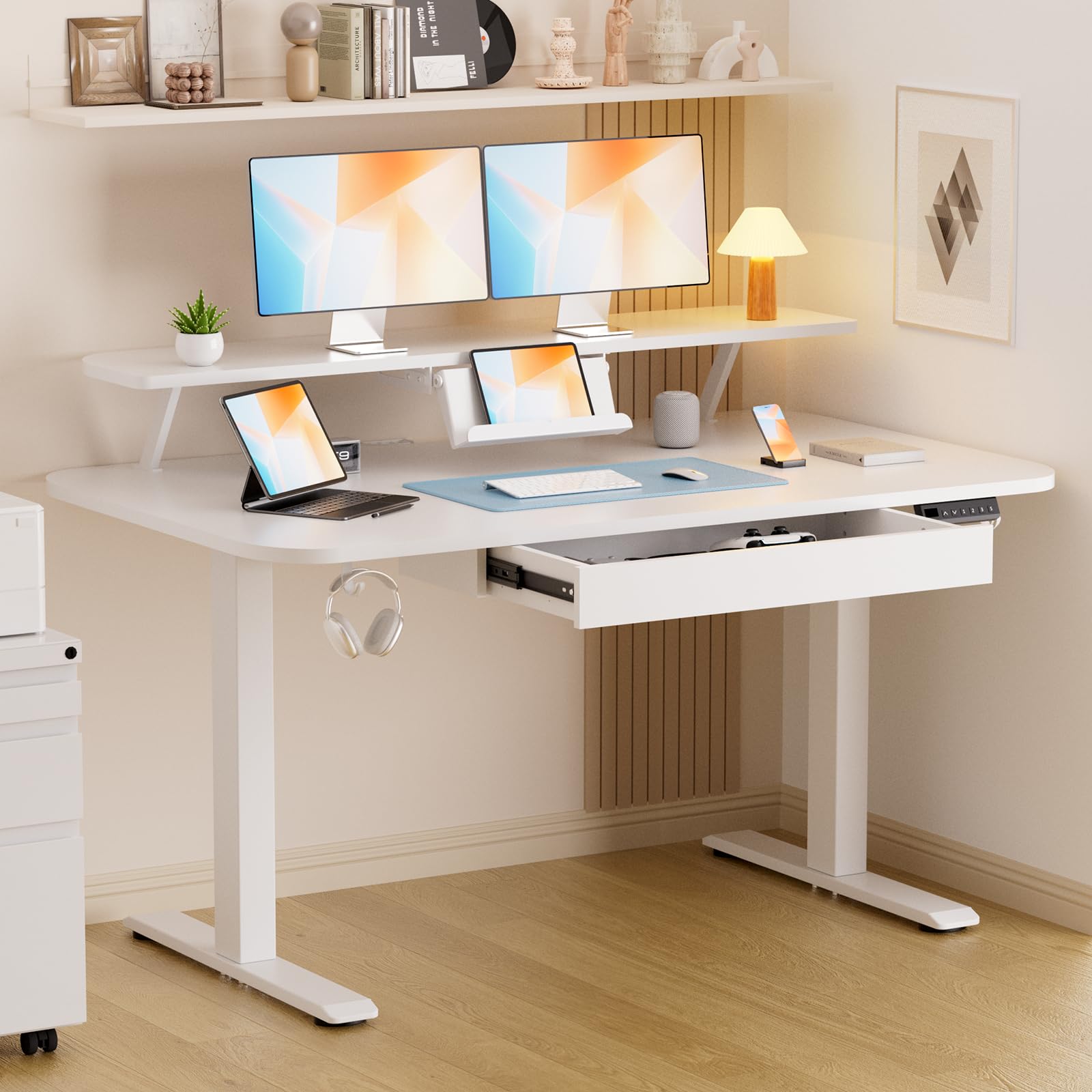 GTPLAYER Electric Standing Desk with Drawers