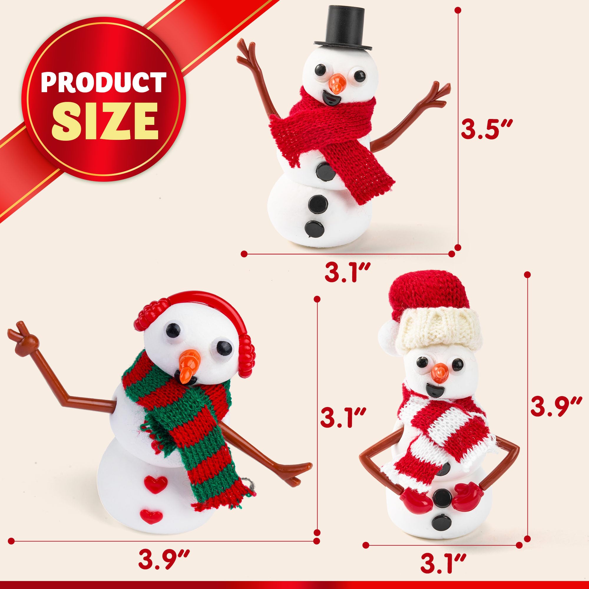 JOYIN Schneemann-Bastelset zum Selberbauen, 12-teiliges Schneemann-Bastelset für Weihnachtskunst und Bastelaktivitäten, Weihnachtsgeschenk, Strumpffüller für Kinder, Partygeschenk, Schule, lustiges