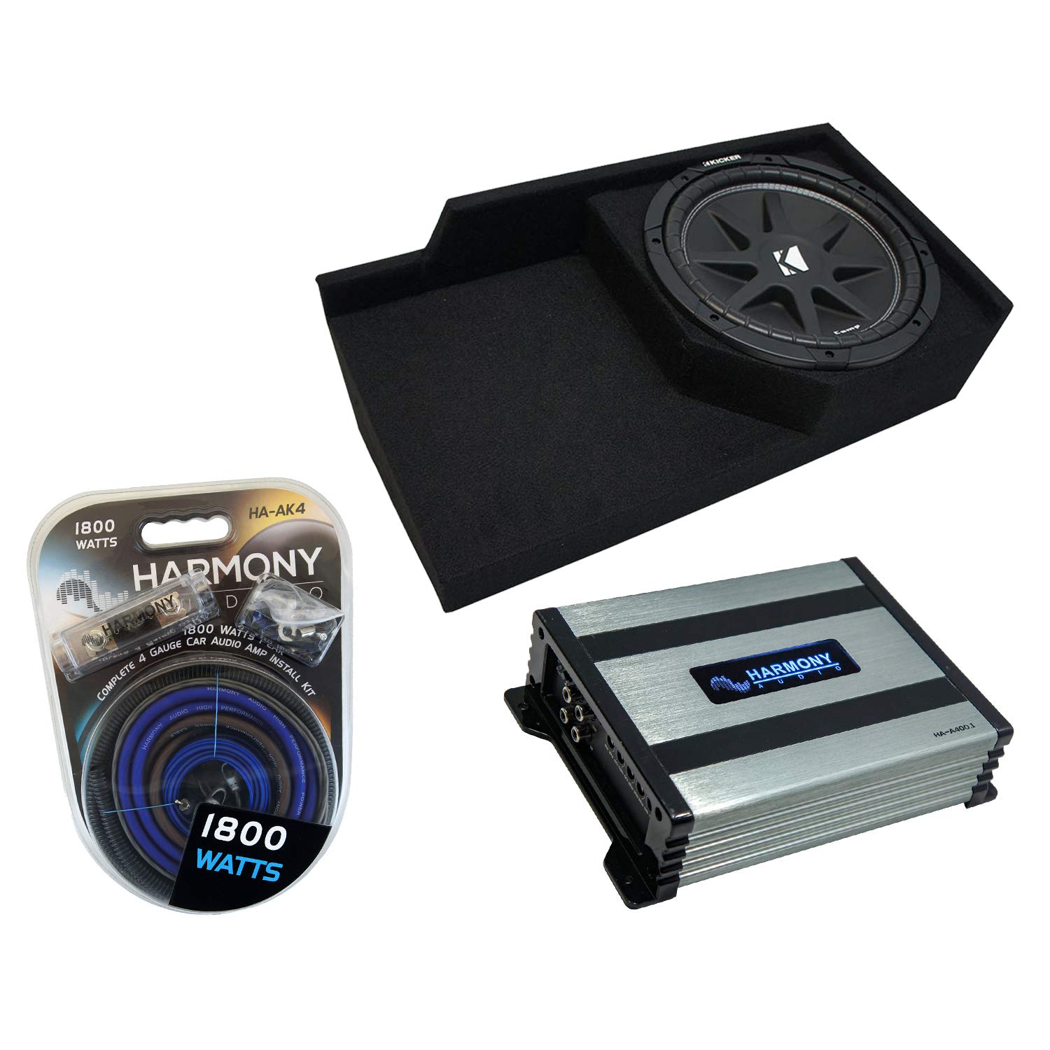 Harmony Audio Compatible with 1988-1998 GMC Sierra Extended Cab Truck Kicker Bundle Comp C12 Single 12