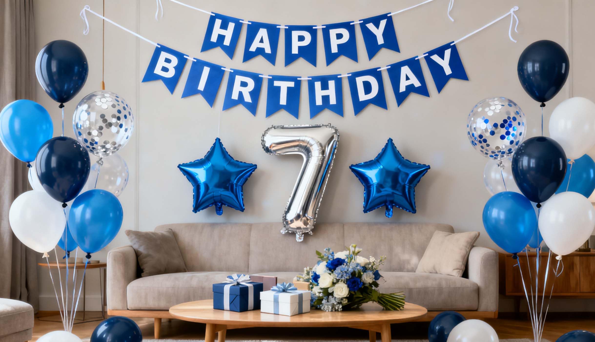 Unique Party Folienballon „Birthday Boy“ – Blau Gestreift, 45,7 Cm