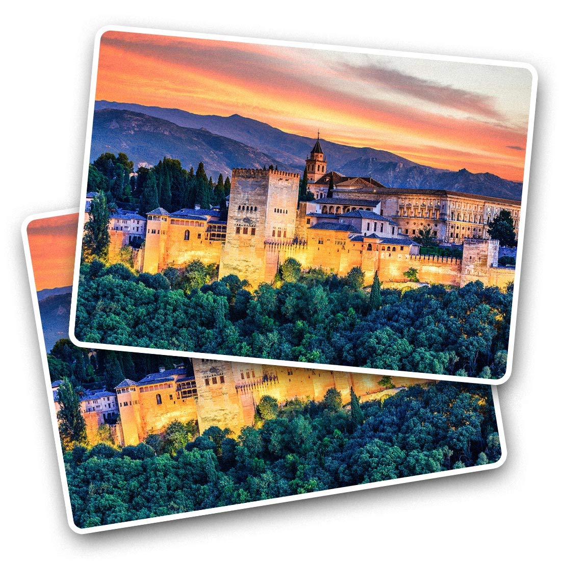 Rectangle Stickers(Set of 2) 7.5cm - Alhambra of Granada Spain Fun Decals for Laptops,Tablets,Luggage,Scrap Booking,Fridges, #44059