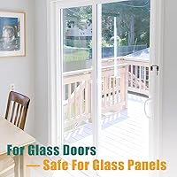 Vista 3 de HBL' Cerradura para puerta corrediza de vidrio, cerradura de seguridad infantil para puerta corredera de patio y pestillo de bucle, flexible