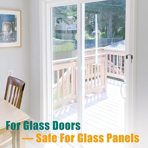 Miniatura 4 de HBL' Cerradura de puerta corrediza de vidrio, puerta corredera de patio para niños con pestillo de bucle, flexible para puertas irregulares, acero