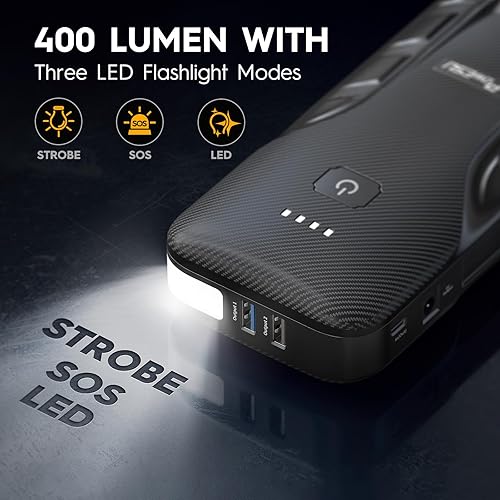 Miniatura 2 de Arrancador portátil de coche  5000 A de corriente máxima (hasta todo el motor diésel de gasolina o 10L) 12 V batería automática Booster portátil