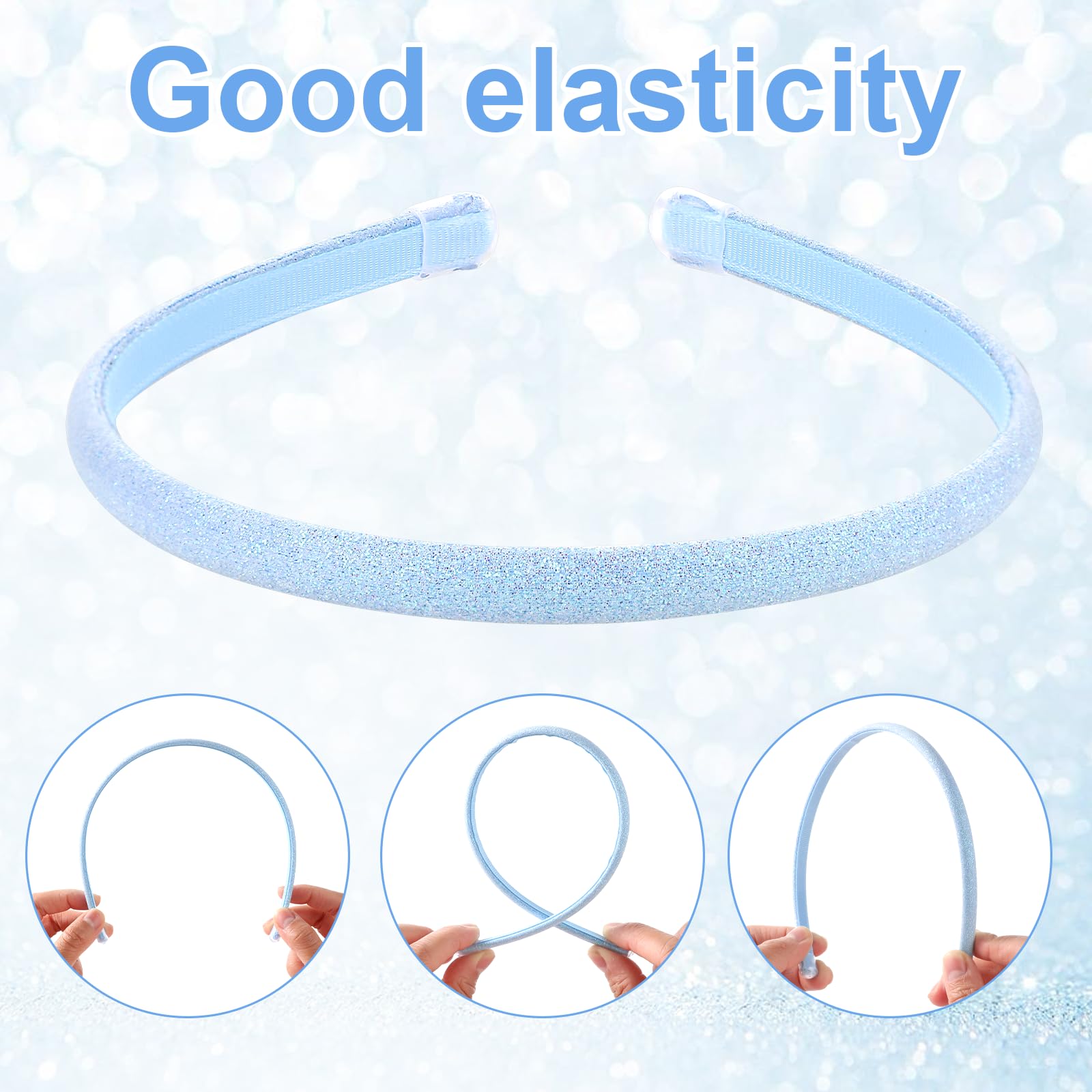 YUXIANLB Thin Glitter Headbands for Girls 4 Pack Non-Slip Sparkle Headbands with Teeth, Toddler Colorful Hair Bands - Image 3