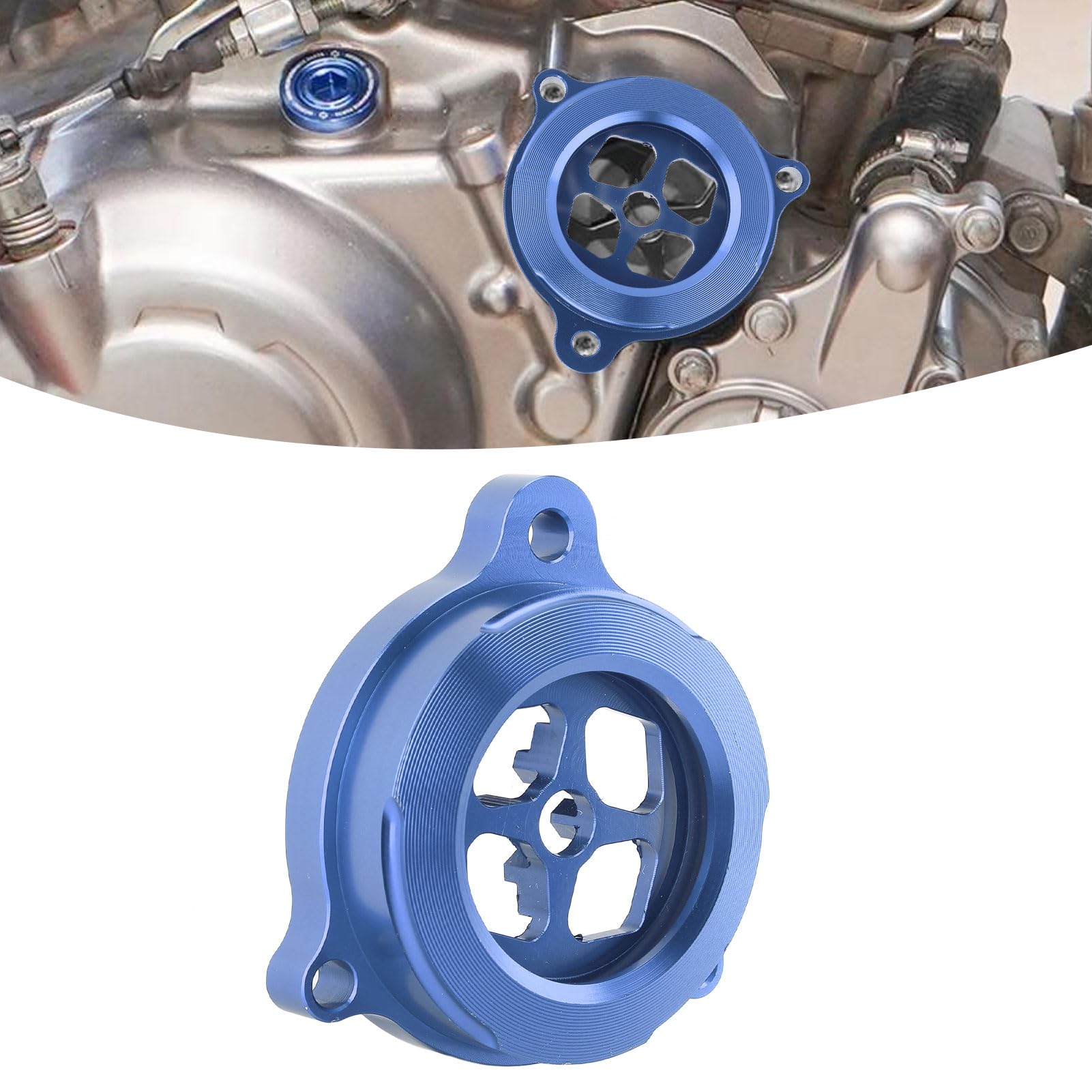 Coperchio filtro olio Torvex, tappo filtro motore trasparente e protezione protettiva compatibile con alloggiamento in alluminio CNC 700 700R (Blue)